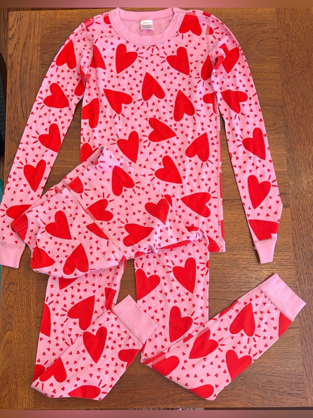 Hanna Andersson Organic Cotton Heart KIDS Pajama Set Pink Red US 12 150cm
